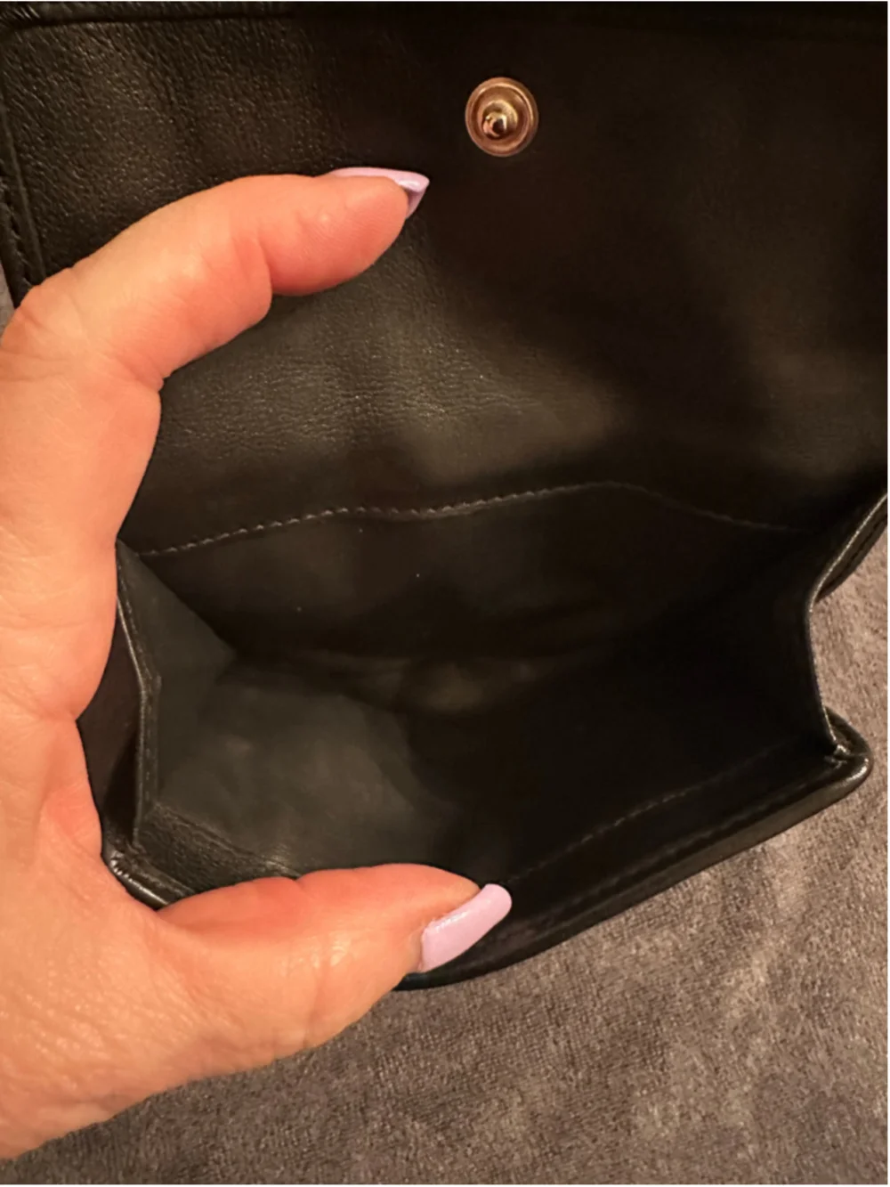 Celine Black Velvet Triomphe Logo Wallet One Size